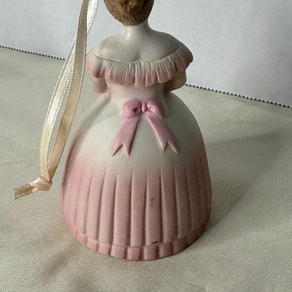 Lot 4 VTG Porcelain Bell Ornaments‎ Jasco Santa Bear Girl Dog Cat Christmas